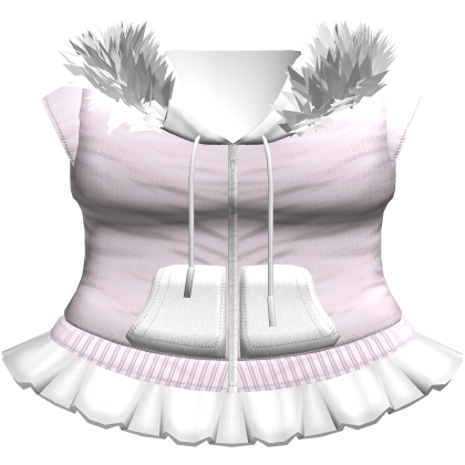 ♱ gothic emo fur hoodie + skirt in pink & white Roblox item