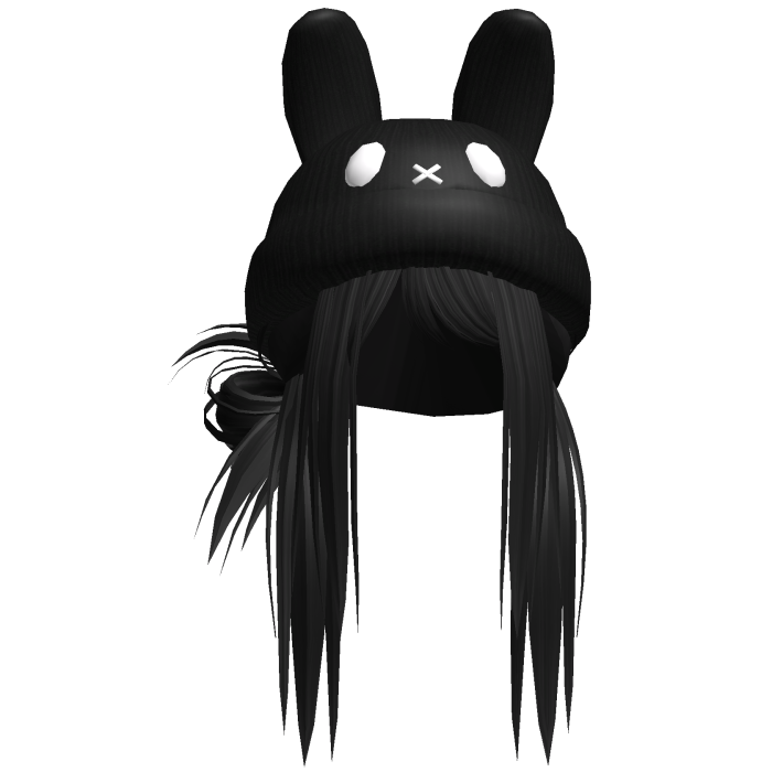 Moe Messy Girl Hair W/ Bunny Hat  Black V4