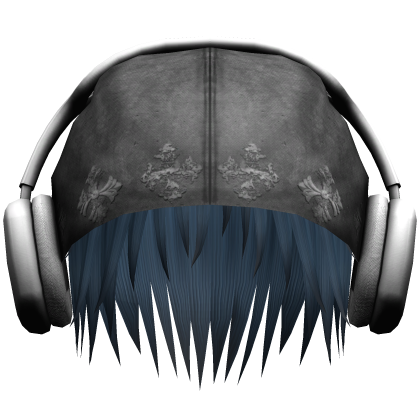 Dark Blue Hair w/ Y2K Beanie&Headphones