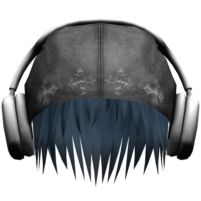 Dark Blue Hair w/ Y2K Beanie&Headphones