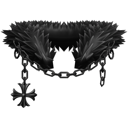 Black White Chained Chrome Pendant Neck Fur