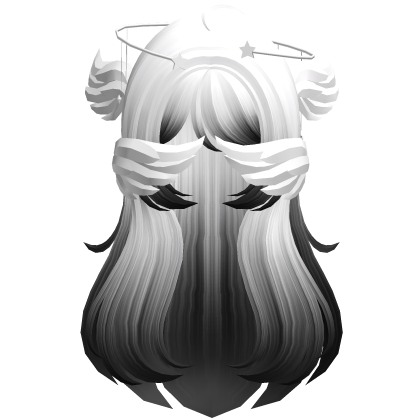 White Black Angelic Hair W Halo Roblox item