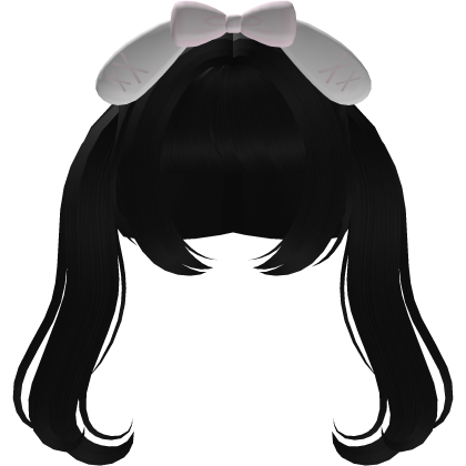 cute black hime doll bunny bow pigtails Roblox item