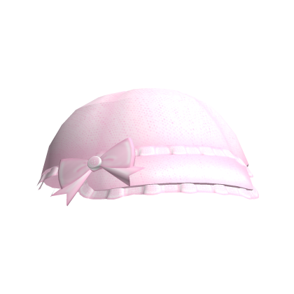 cute kawaii bow ruffled trim beret cap pink Roblox item