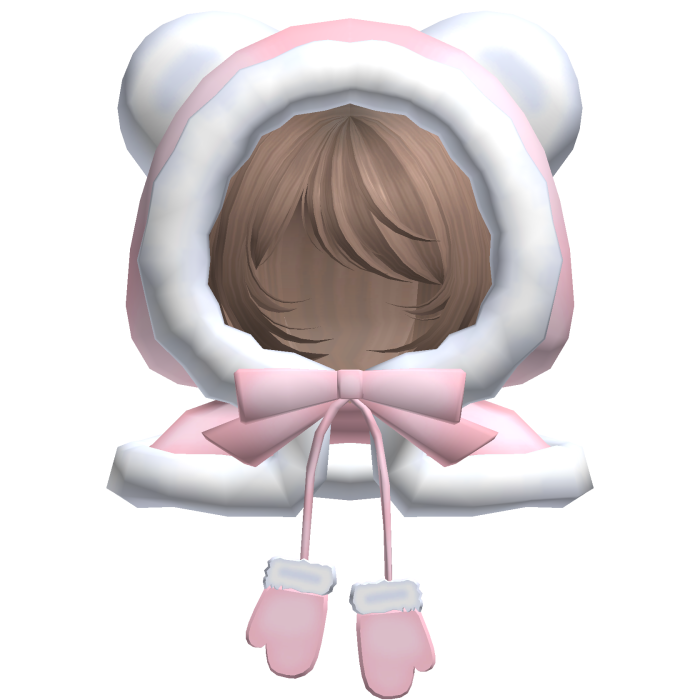 pink christmas bear hood bob cut hair milktea