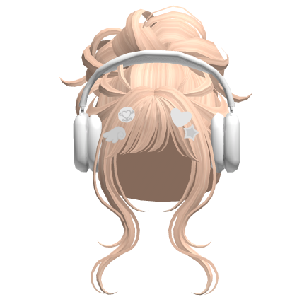 Wispy Cute Blonde Bun W/ Headphones Roblox item
