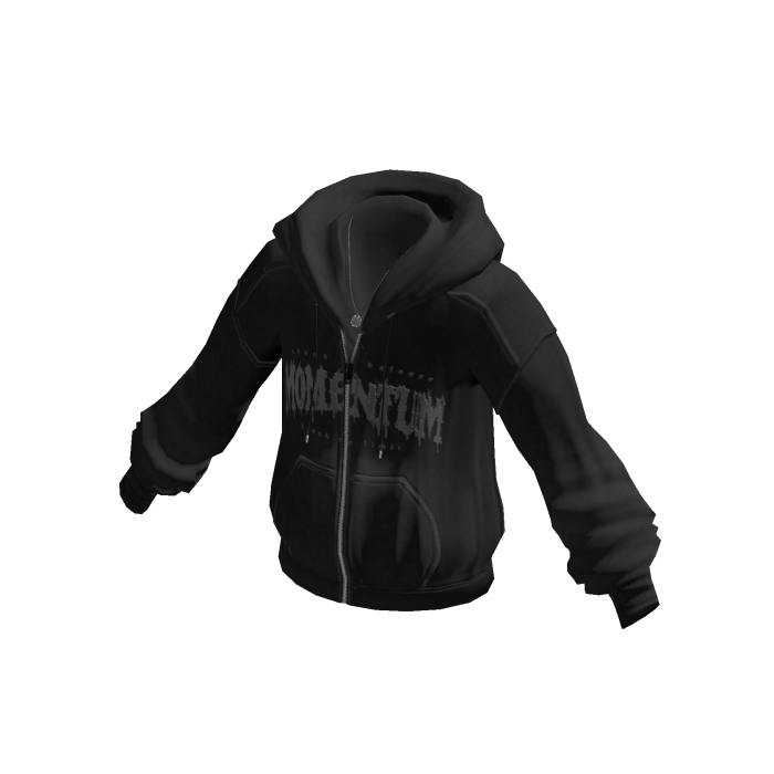 Zip-Up Hoodie w/ Front Text Print (Black)