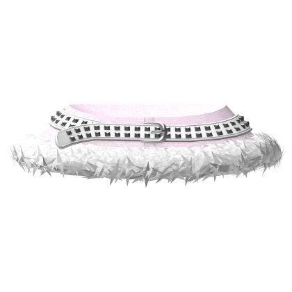 white fur trim mini skirt + belt in baby pink 3.0 thumbnail