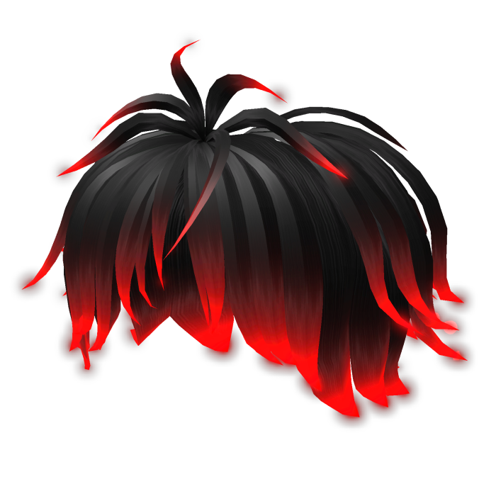 Red Glowing Messy Boy Hair (Emissive)