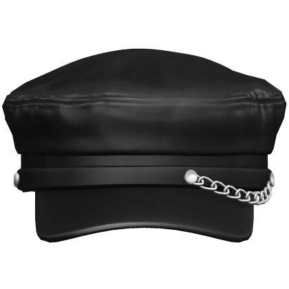 Beret Cap Black Buckle Belt Chained Studded Y2K