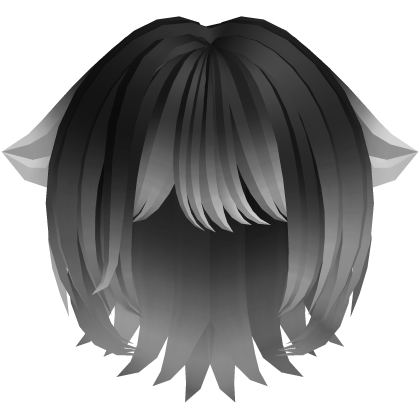 cute short anime cat girl hair in black white