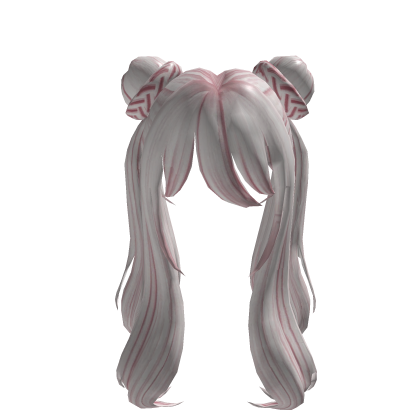 White Pink Twintail Bun Cute Kawaii Hair