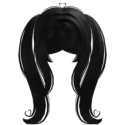 ♡ : kawaii long black high pigtails w hearts