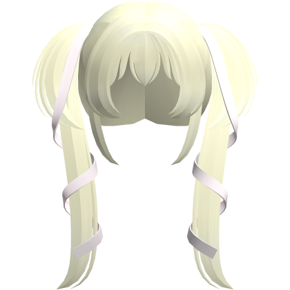 blonde dolly ribbon laced long pigtails