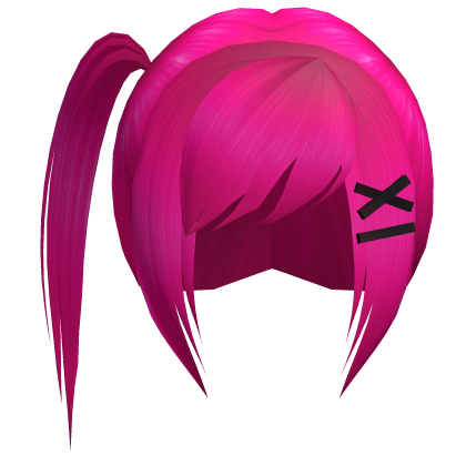 y2k neon pink scene bangs with clip & ponytail Roblox item