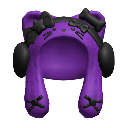 Black&Purple Cute Cozy Hood with Earmuffs Roblox item