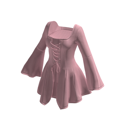 Lace Up Bell Sleeve Mini Dress (Pink)