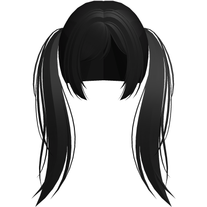 messy black long pigtails hair moe girl  Roblox item