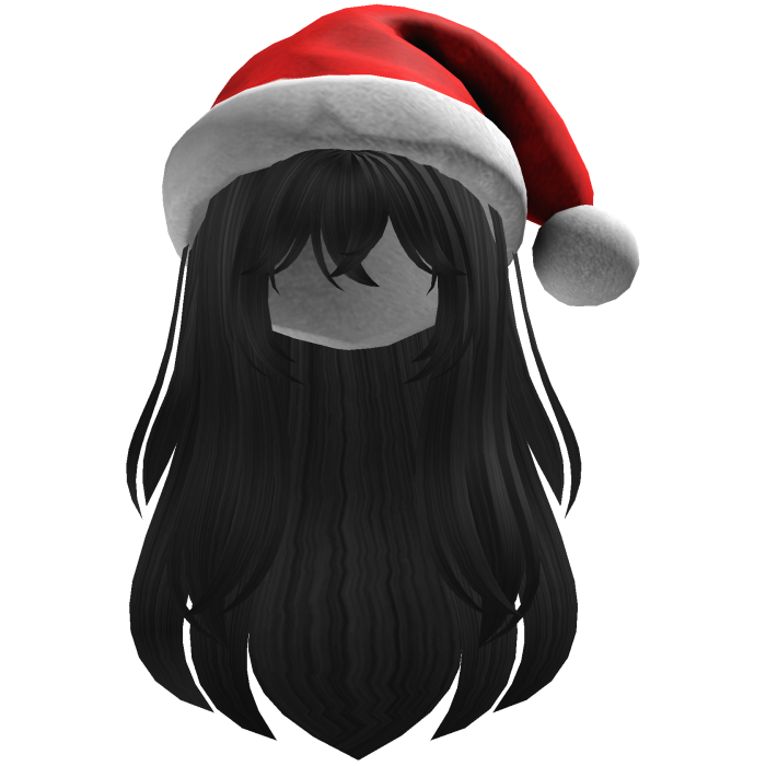 cute fluffy hair and a Christmas hat beret (Black)