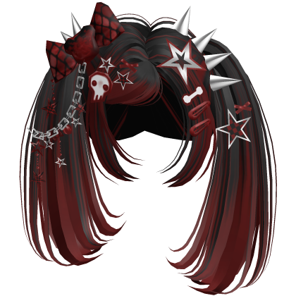 ♡ Scene Spiky Moe Pigtails (Black & Red)