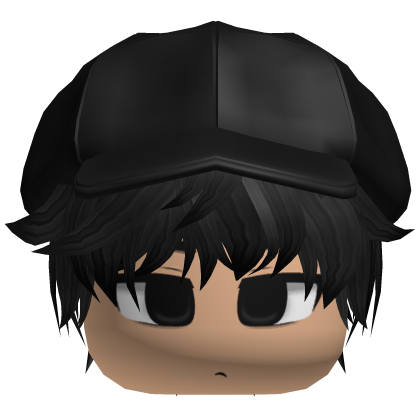 Messy Emo Errand Boy Black Hair w Beret Cute Face | Roblox Item - Rolimon's