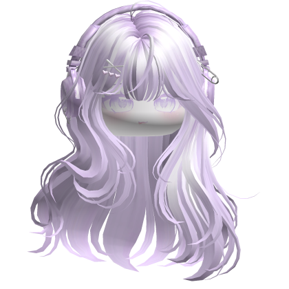 Cute Straight Hair w/ Headphones (Lavender) Roblox item