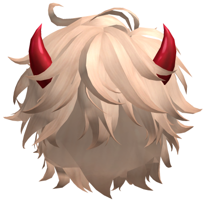 Blonde Demonic Fluffy Anime Boy Hair w/ Horns Roblox item