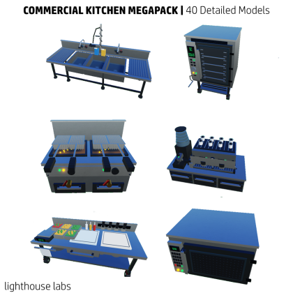 Commercial Kitchen Megapack | 40 Detailed Models