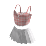 🍀Summer Check Crop Top w Mini Skirt (Pink)