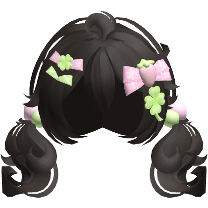 🍀 lucky strawberry clover pigtails in dark brown