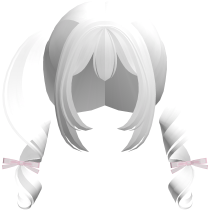 white kawaii playful swirly pigtails w bows