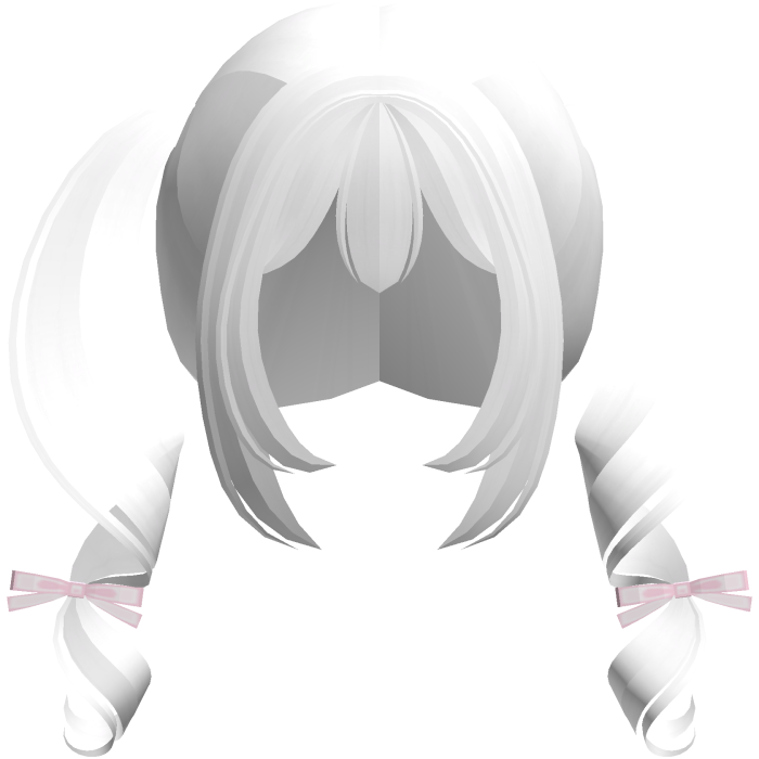 white kawaii playful swirly pigtails w bows