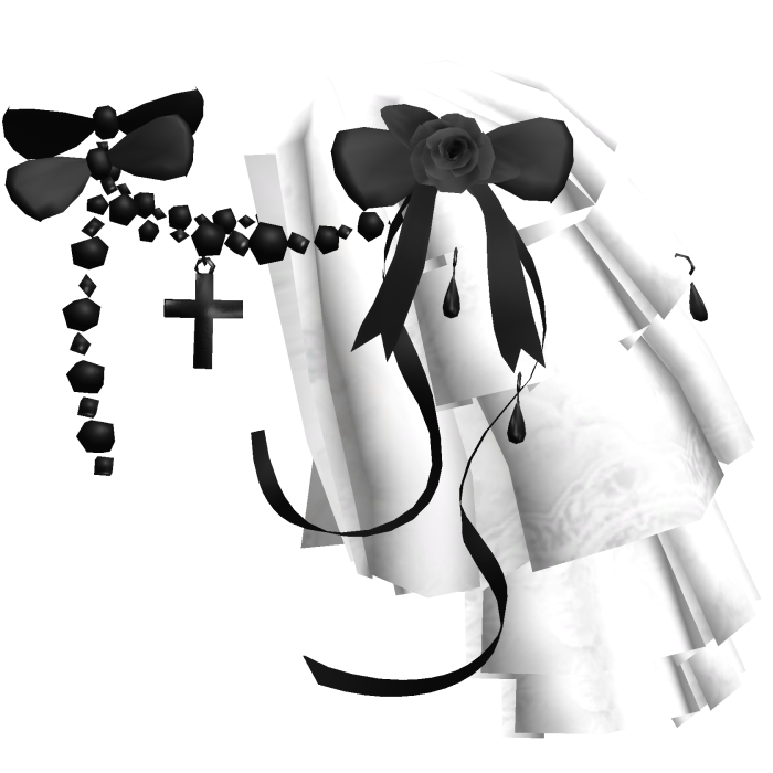 Victorian Lace Pearl Black Ribbon Shoulder [L]