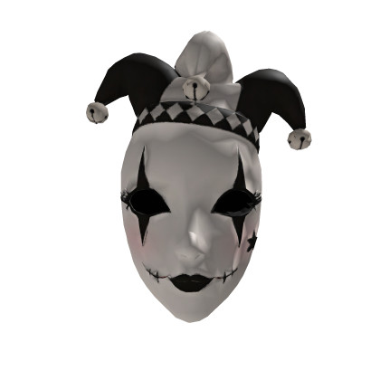 Jester Mask White Clown Hat Bells Pierrot Goth Emo