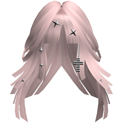Baby Pink Goth Punk Layered Long Hair w/ Cross