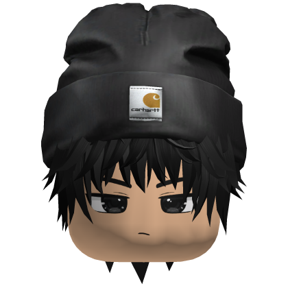 messy emo boy hair w/ Carhart Beanie (black) Roblox item