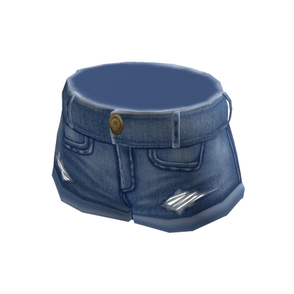 Short Ripped Jean Shorts - Mid Blue
