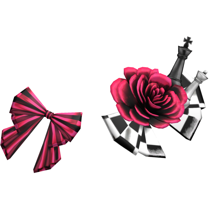 Checkered Chess Bow Headpiece w Rose in Pink