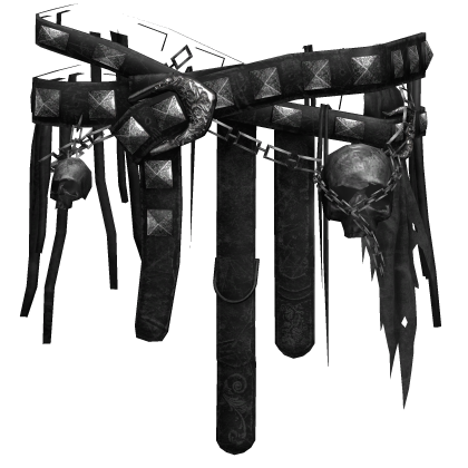 Old Ripped Vintage Wendigo Black Belt W Skulls thumbnail