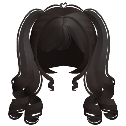 . ︵ ୨ lovely girl curly pigtails in dark brown !