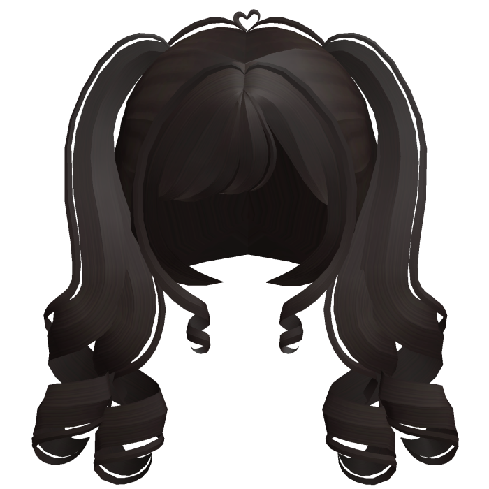. ︵ ୨ lovely girl curly pigtails in dark brown !