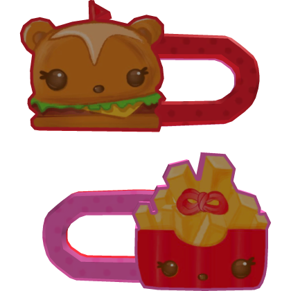 💗 tweencore num nom hairclips 🍔🍟
