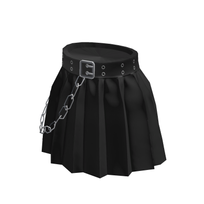 Grunge Chained Pleated Skirt - Black