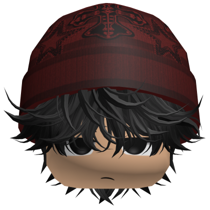 Messy Spikey Hair W/ Skater Beanie Black V3 Roblox item