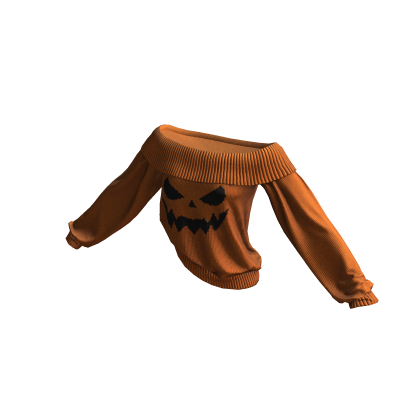 Orange Halloween Knitted Off Shoulder Sweater