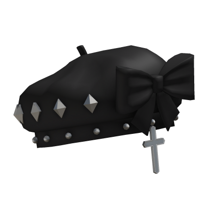 Black Hair Berret with Bow & Cross Roblox item