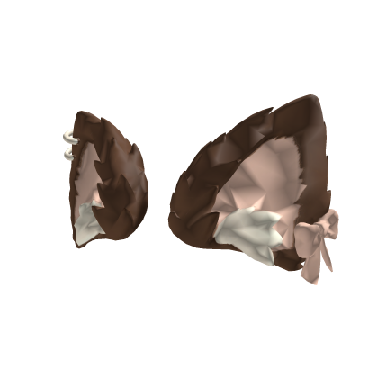 Brown Fluffy Cat Ears Bow Cozy Winter Cute Y2K