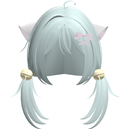 teal playful nyanko cute pigtails