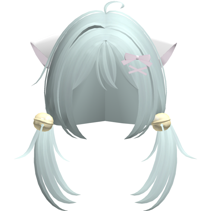 teal playful nyanko cute pigtails