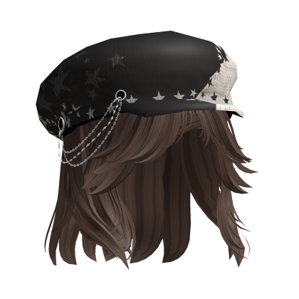 Y2K Beret  Wavy Grunge Hair - Brown Roblox item